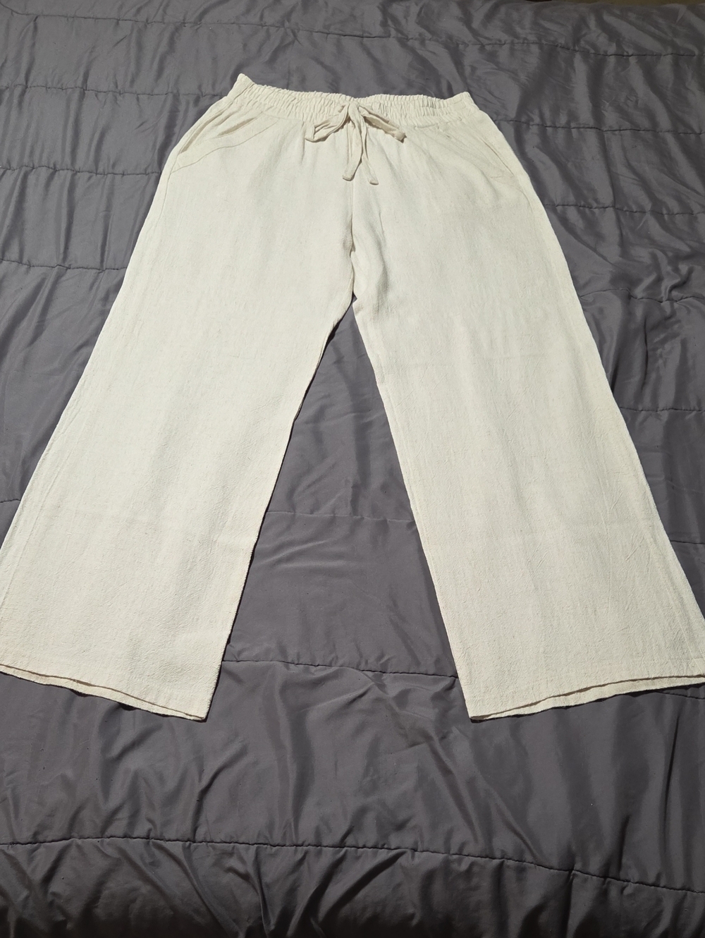 Women's Casual Drawstring Linen-Blend Pants — Cream